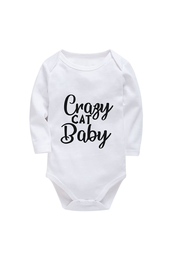 Crazy Cat Baby Outfits for Newborn Girls Long Sleeve Cotton Romper Baby Girl White Baby Girl Take Home Outfit Newborn