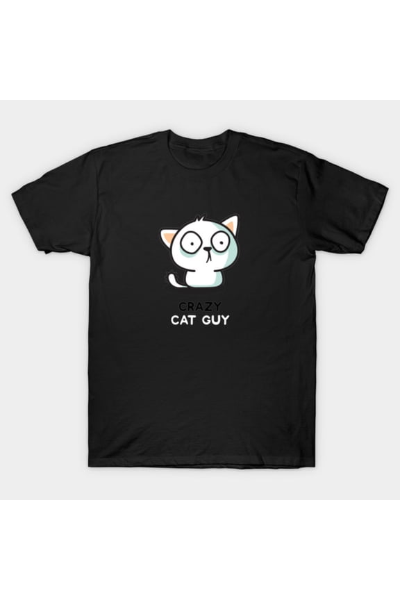 Crazy Cat Guy Cat Funny Vintage Retro Classic Graphic Art Tee Unisex T-Shirt, for men & women, up to size 5XL