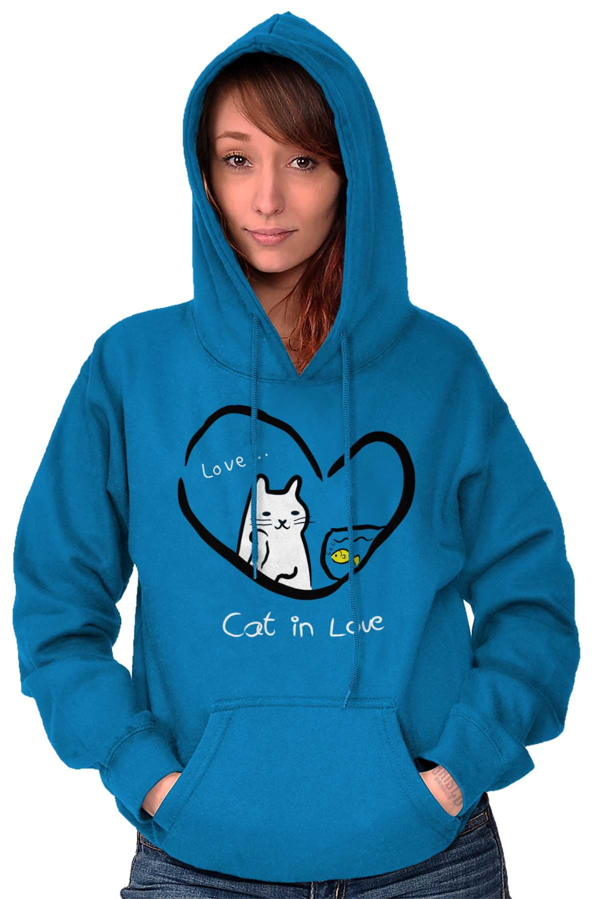 Crazy Cat Ladies Cute Kitty Goldfish Hoodie Sweatshirt Women Brisco Brands 4X