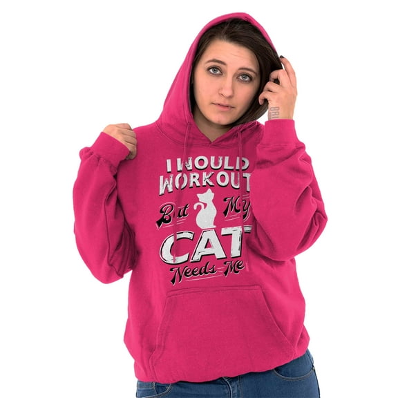 Crazy Cat Ladies Funny Gym Workout Women Plus Size Graphic Pullover Hoodie Brisco Brands 2X