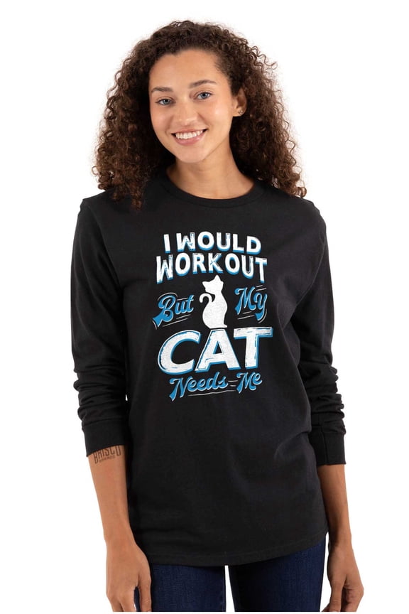 Crazy Cat Ladies Funny Gym Workout Women's Long Sleeve T Shirt Brisco Brands M