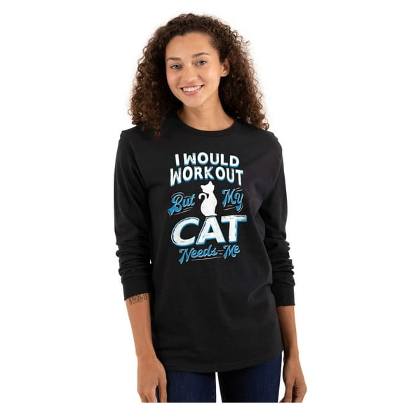 Crazy Cat Ladies Funny Gym Workout Women's Long Sleeve T Shirt Brisco Brands M