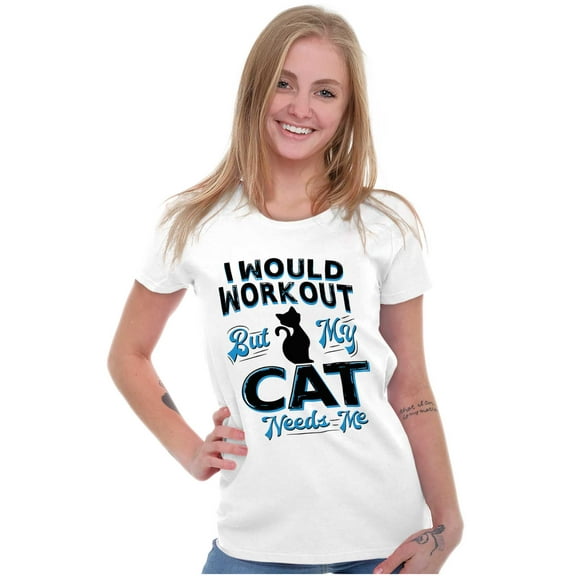 Crazy Cat Ladies Funny Gym Workout Womens Slim Fit Graphic Tee Brisco Brands L