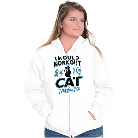 Crazy Cat Ladies Funny Gym Workout Zip Hoodie Sweatshirt Women Brisco Brands M