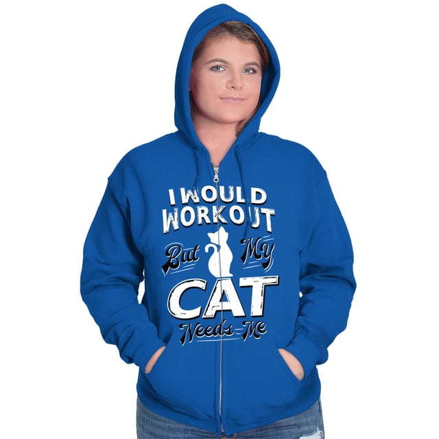 Crazy Cat Ladies Funny Gym Workout Zip Hoodie Sweatshirt Women Brisco Brands X
