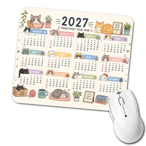 Crazy Cat Lady 2027 Calendar Mouse Pad Low Profile Gaming Mat