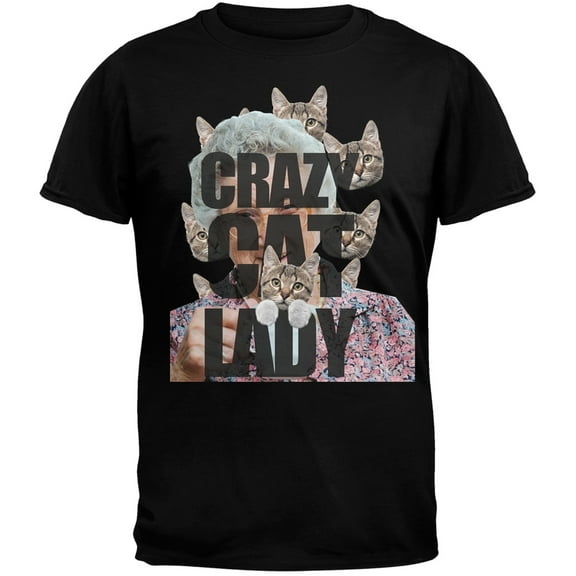Crazy Cat Lady Black Adult T-Shirt - 2X-Large
