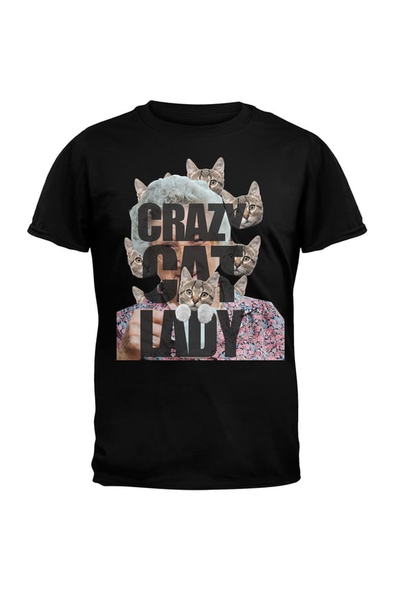 Crazy Cat Lady Black Adult T-Shirt - Small