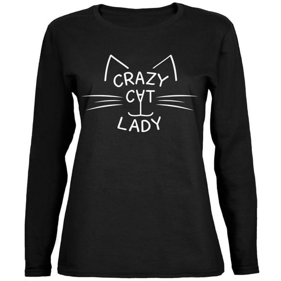 Crazy Cat Lady Black Womens Long Sleeve T-Shirt - Small