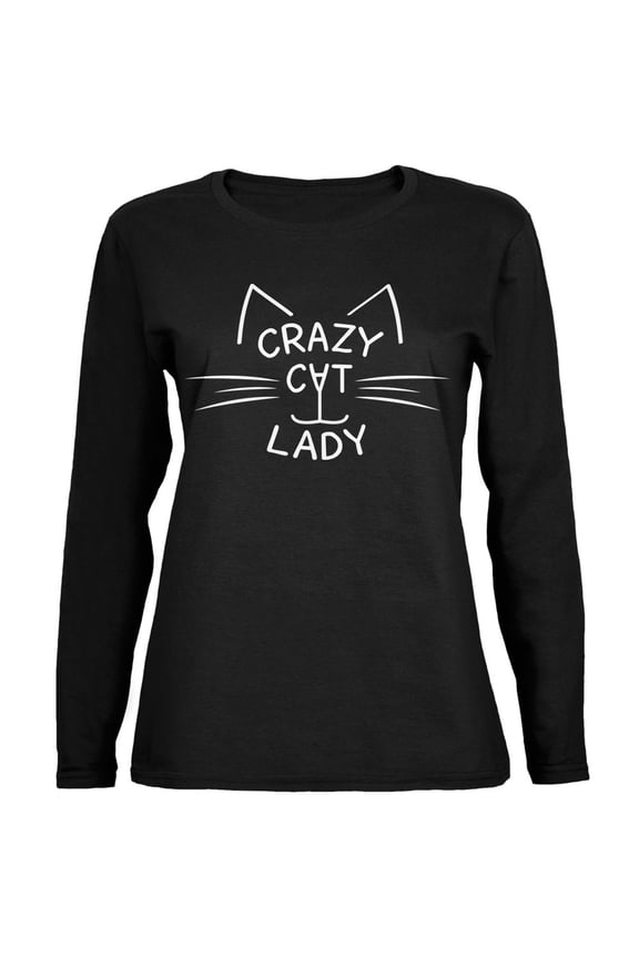 Crazy Cat Lady Black Womens Long Sleeve T-Shirt - X-Large