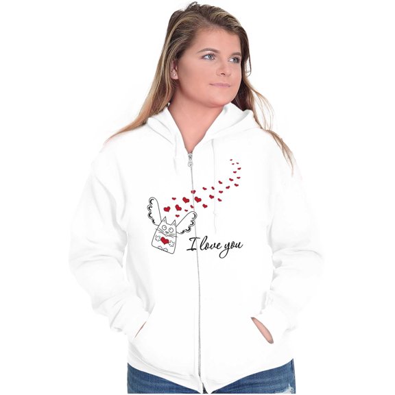 Crazy Cat Lady Cute Funny Kitty Angel Zip Hoodie Sweatshirt Women Brisco Brands S