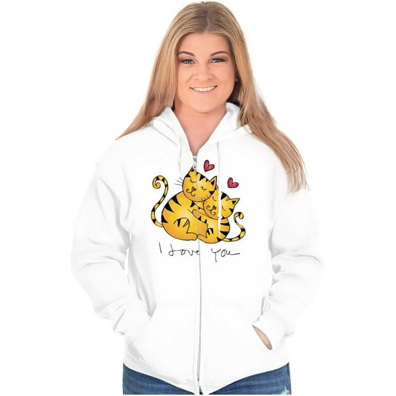 Crazy Cat Lady I Love You Kitties Zip Hoodie Sweatshirt Women Brisco Brands S