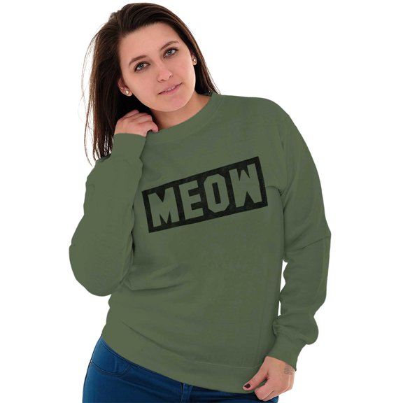 Crazy Cat Lady Meow Kittycat Lover Women Plus Size Crewneck Sweatshirt Brisco Brands 3X