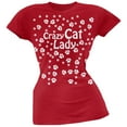 thumbnail image 1 of Crazy Cat Lady Paw Prints Red Soft Juniors T-Shirt - 2X-Large, 1 of 1