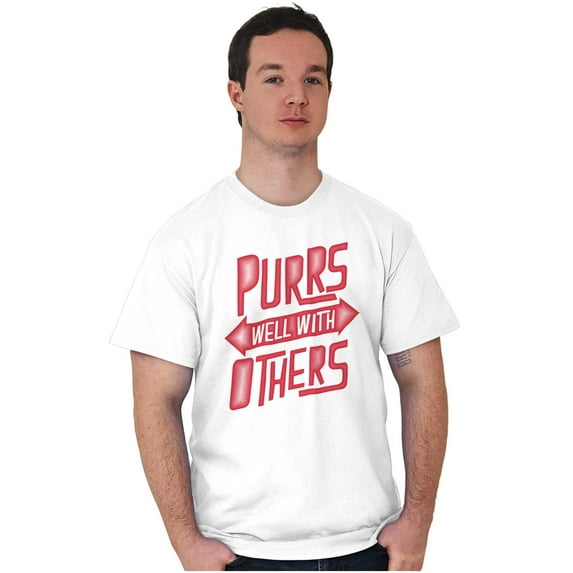 Crazy Cat Lady Purrs Well With Others Men's Graphic T Shirt Tees Brisco Brands L