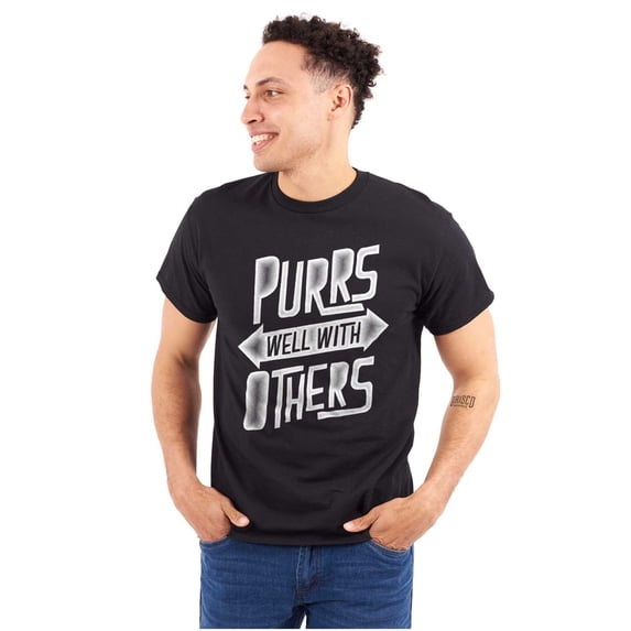 Crazy Cat Lady Purrs Well With Others Plus Size Crewneck Graphic Tee Shirt Brisco Brands 2X
