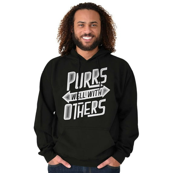 Crazy Cat Lady Purrs Well With Others Unisex Plus Fleece Graphic Hoodie Brisco Brands 2X