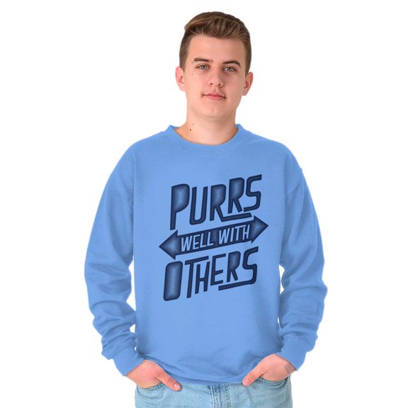 Crazy Cat Lady Purrs Well With Others Unisex Plus Fleece Graphic Sweatshirt Brisco Brands 5X