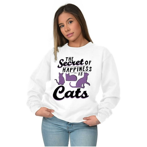 Crazy Cat Lady Secret of Happiness Women Crewneck Sweatshirt Brisco Brands X