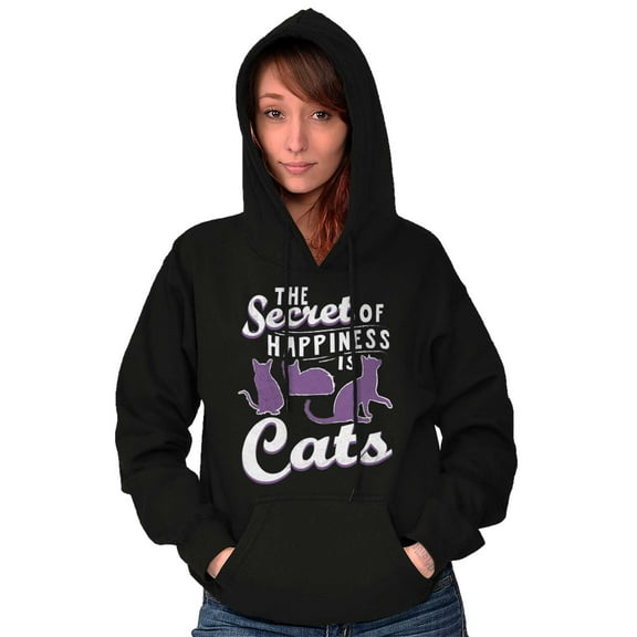 Crazy Cat Lady Secret of Happiness Women Plus Size Graphic Pullover Hoodie Brisco Brands 2X