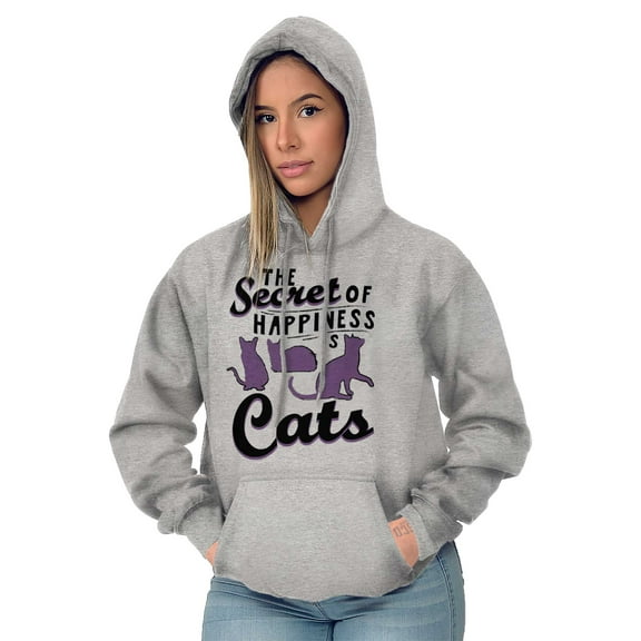 Crazy Cat Lady Secret of Happiness Women Plus Size Graphic Pullover Hoodie Brisco Brands 3X