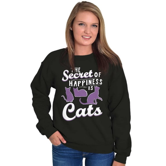 Crazy Cat Lady Secret of Happiness Women Plus Size Crewneck Sweatshirt Brisco Brands 2X