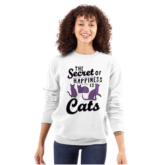 Crazy Cat Lady Secret of Happiness Women Plus Size Crewneck Sweatshirt Brisco Brands 4X