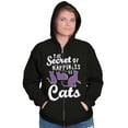 thumbnail image 1 of Crazy Cat Lady Secret of Happiness Womens Plus Size Graphic Zipper Hoodie Brisco Brands 2X, 1 of 5