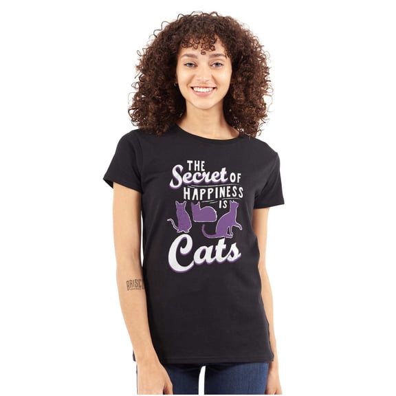 Crazy Cat Lady Secret of Happiness Womens Fitted Plus Size Graphic Tee Brisco Brands 2X