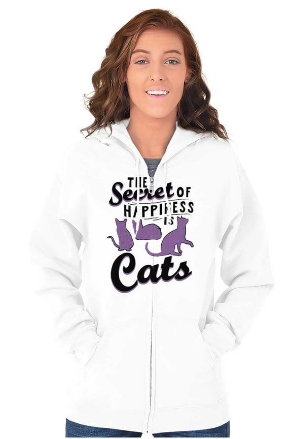 Crazy Cat Lady Secret of Happiness Zip Hoodie Sweatshirt Women Brisco Brands M