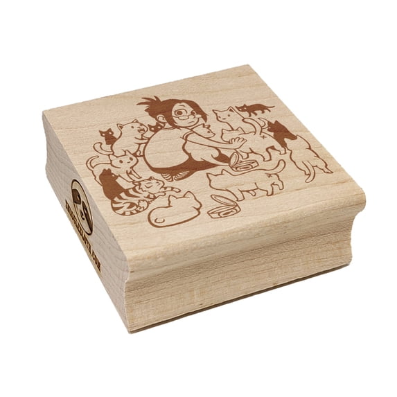 Crazy Cat Lady Surrounded Square Rubber Stamp Stamping Scrapbooking Crafting - Small 1.25in