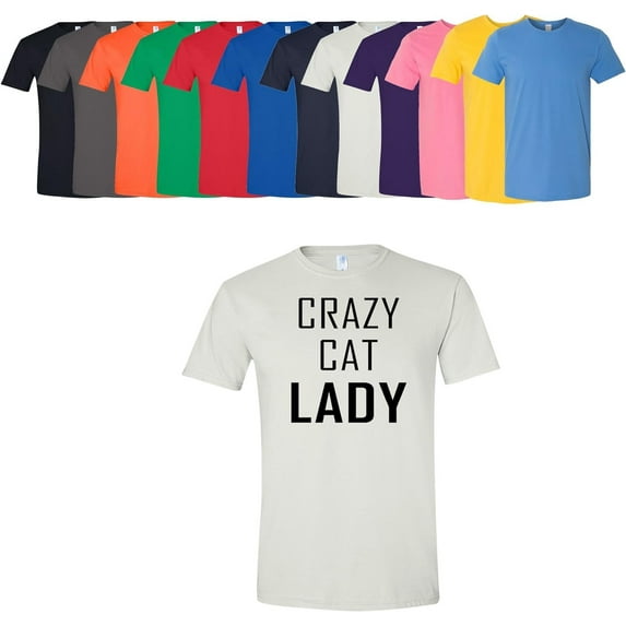Crazy Cat Lady T-Shirt Animal Lover Ladies Womens Soft Cotton Tee Assorted Colors and Sizes