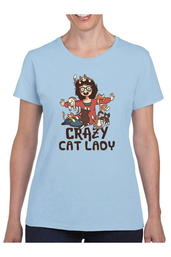 Crazy Cat Lady T-Shirt Women -Smartprints Designs, Female x-Large