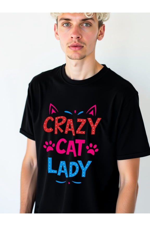 Crazy Cat Lady Tee men's t-shirts black funny limited edition printed T-shirts, Streetwear style clothing Basic Unisex Shirt Short Sleeve tshirts
