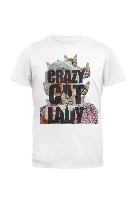Crazy Cat Lady White Adult T-Shirt - Small