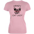 thumbnail image 1 of Crazy Cat Lady With Glasses Pink Soft Juniors T-Shirt, 1 of 1