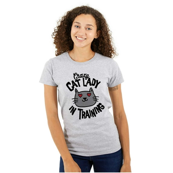 Crazy Cat Lady in Training Funny Cute Womens Slim Fit Graphic Tee Brisco Brands M