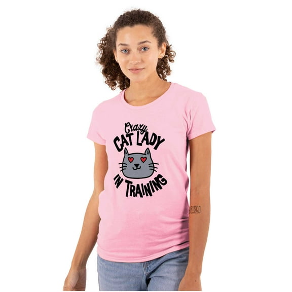Crazy Cat Lady in Training Funny Cute Womens Slim Fit Graphic Tee Brisco Brands L