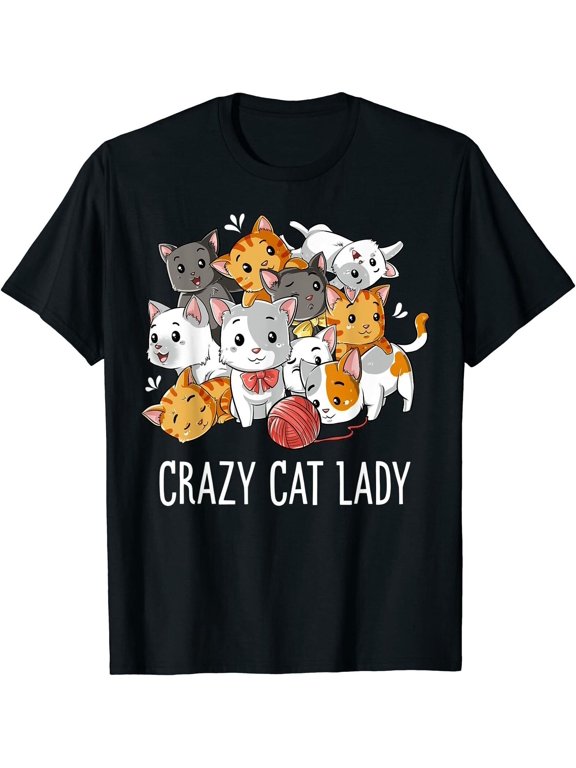 Crazy Cat Lover Funny Men Animal Shirt Gift, Size M-3XL