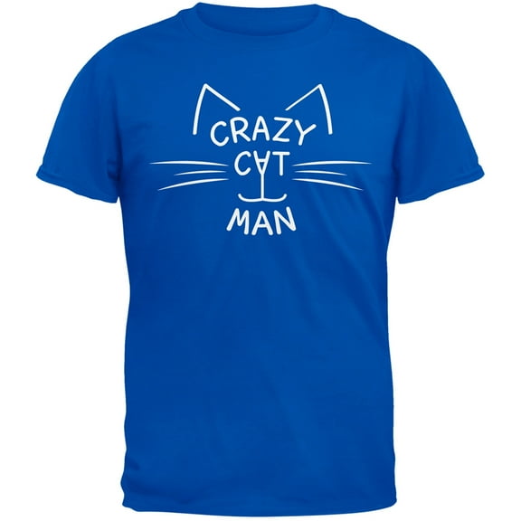 Crazy Cat Man Blue T-Shirt - Large