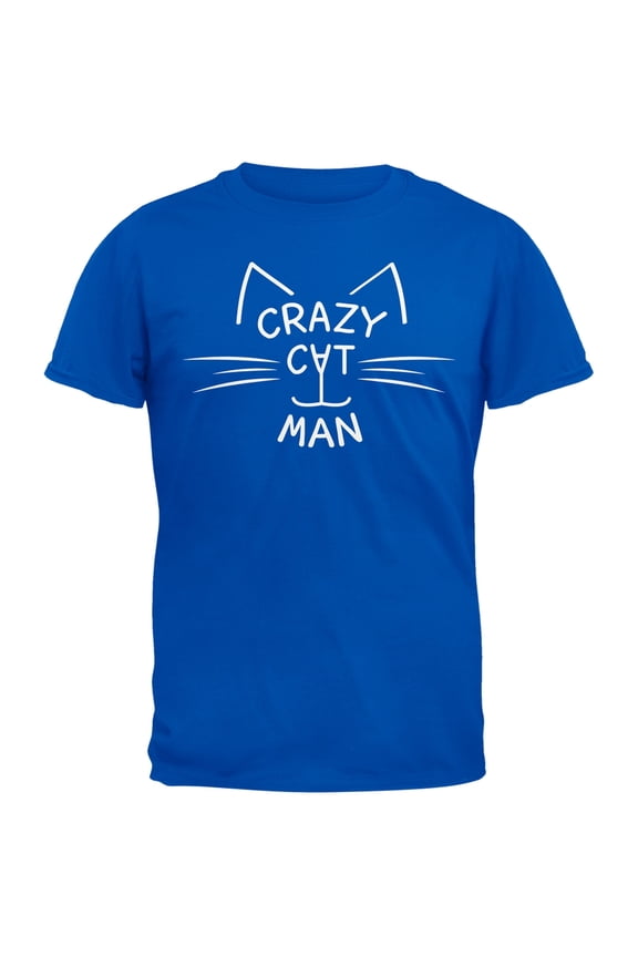 Crazy Cat Man Blue T-Shirt - Large