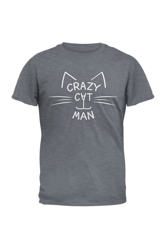 Crazy Cat Man Grey T-Shirt - Medium