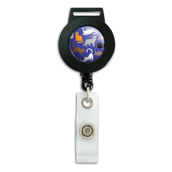 Crazy Cat Pattern Lanyard Retractable Reel Badge ID Card Holder