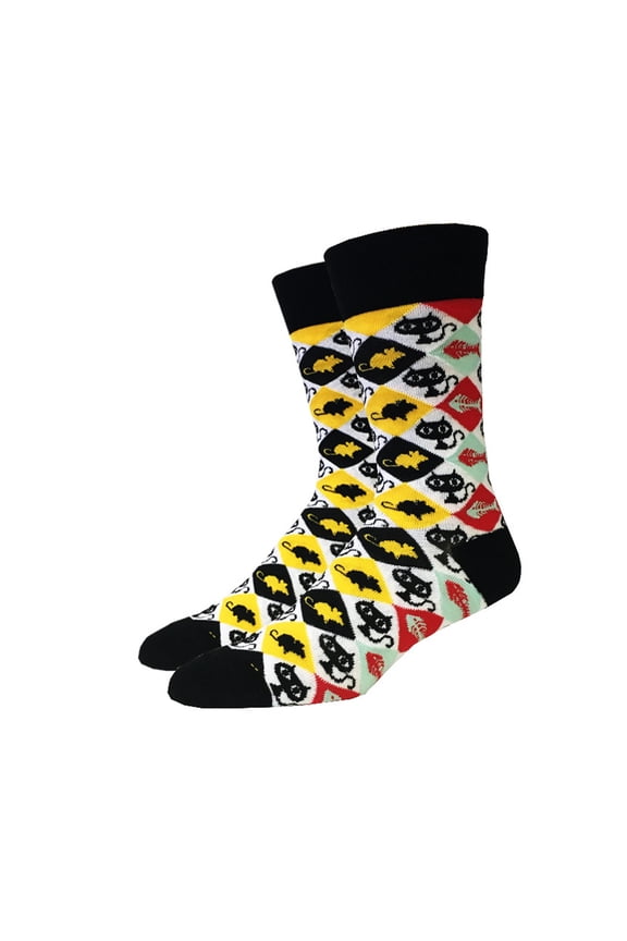 Crazy Cats One Size Fits Most Crew Socks
