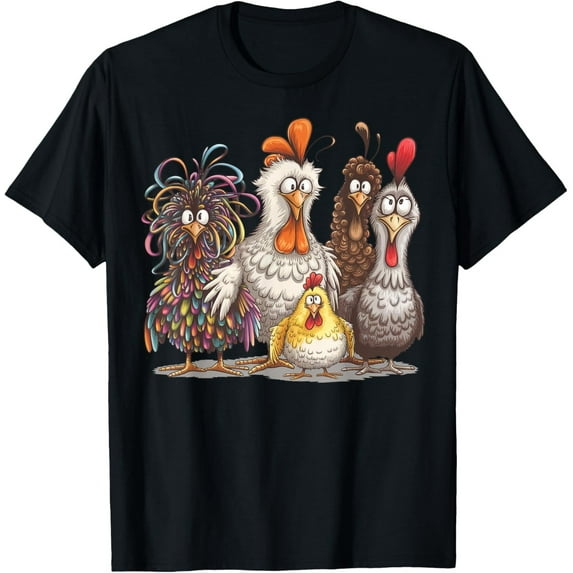 Crazy Chicken Art T-Shirt – Funny Gift for Men, Women, Kids & Family