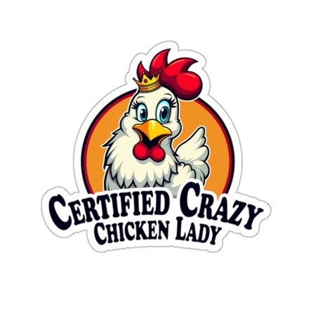 Crazy Chicken Lady - Certified - Cartoon Sticker (2"×2", Transparent)