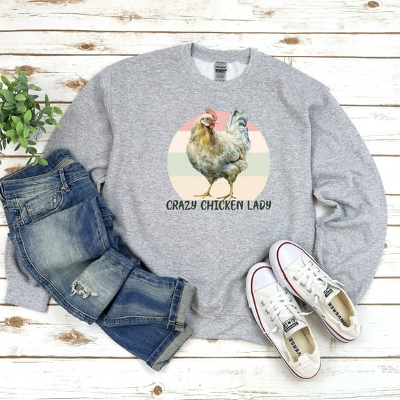 Crazy Chicken Lady Sweatshirt, Farm Life Long Sleeve T-shirt, Chicken Sweatshirt, Farmer Shirt Women, Farmhouse Sweatshirt