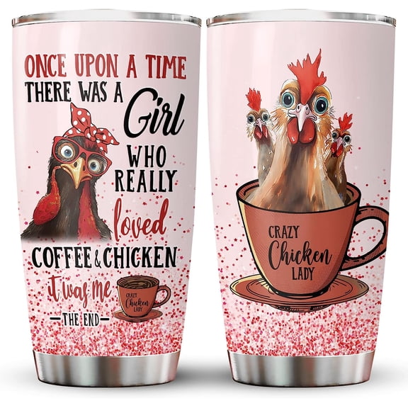 Crazy Chicken Lady Tumbler, 20 oz Stainless Steel Tumbler with Lid, You Smell Like Drama and Headache Travel Mug, Birthday Gifts for Chicken Lovers
