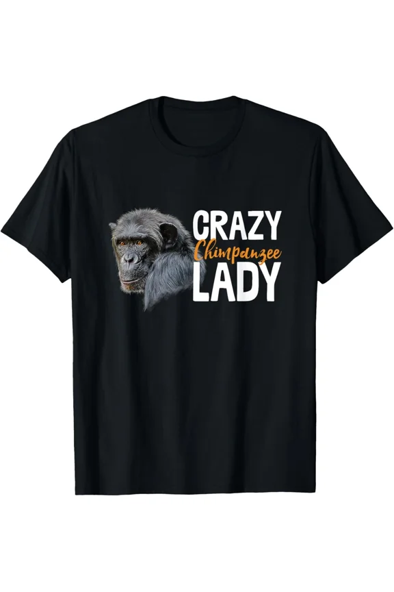 Crazy Chimpanzee Lady Art Monkey Chimp Ape Animal Novelty T-Shirt E3386, for Men & Women, up to Size 5XL