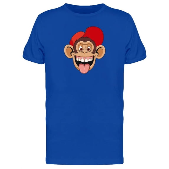 Crazy Chimpanzee Red Hat T-Shirt Men -Image by Shutterstock, Male Large